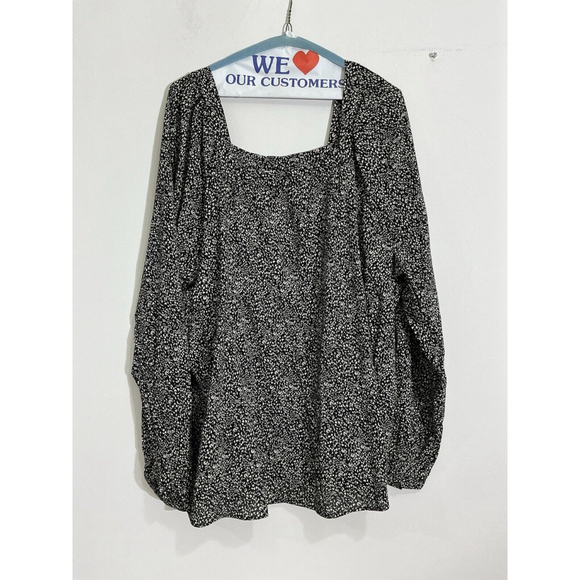 Old Navy Tops - Womans Old Navy Black White Long Sleeve Square Neck & Back Blouse Xxl Tall